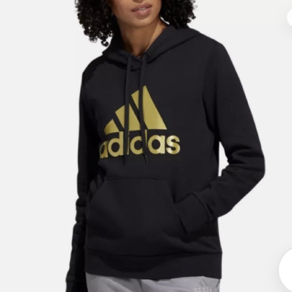 ADIDAS Women Animal Graphic Hoodie in black with a leopard print logo | XS